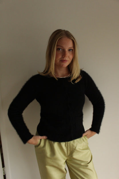 Vintage DKNY Jet Black Angora Cardigan