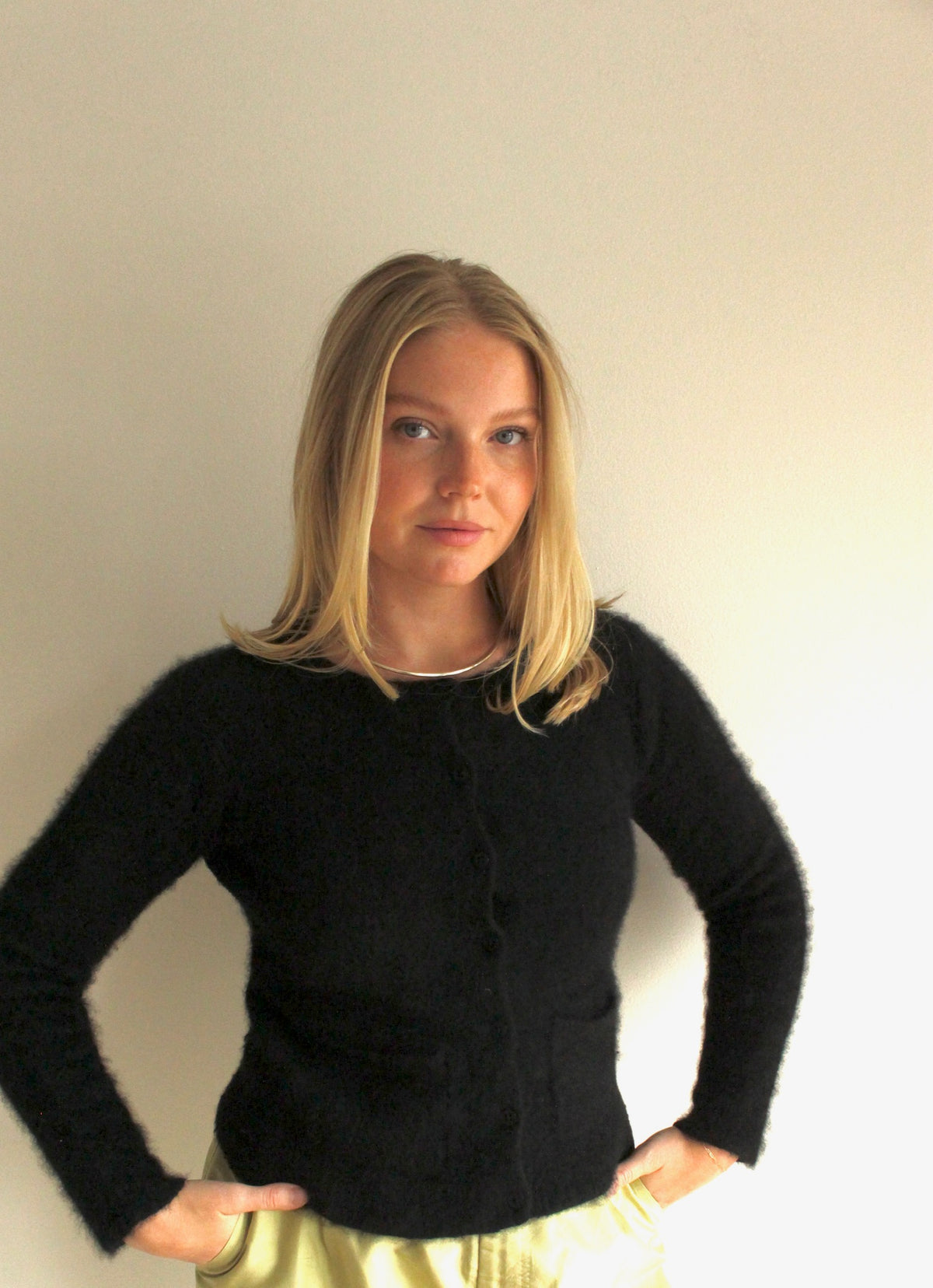 Vintage DKNY Jet Black Angora Cardigan