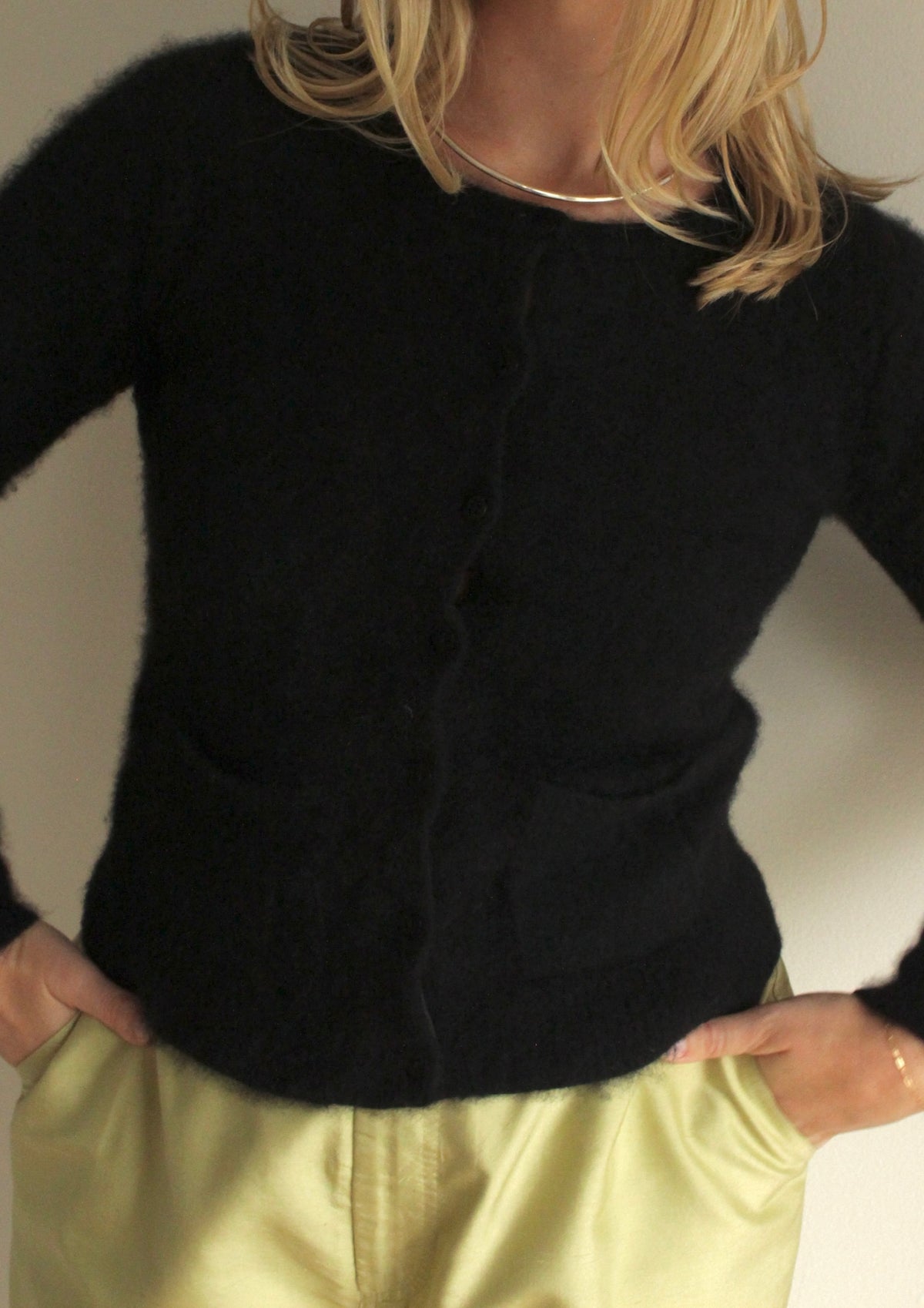 Vintage DKNY Jet Black Angora Cardigan