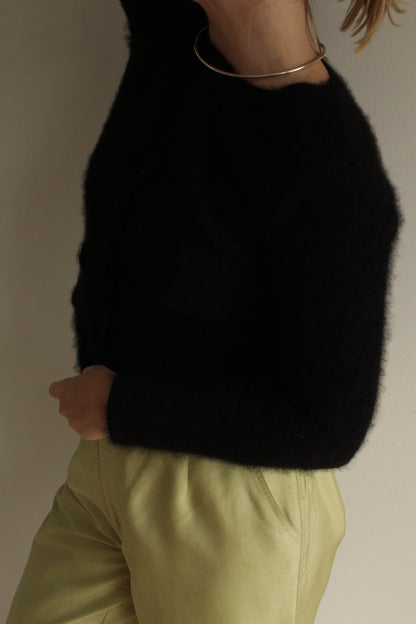 Vintage DKNY Jet Black Angora Cardigan