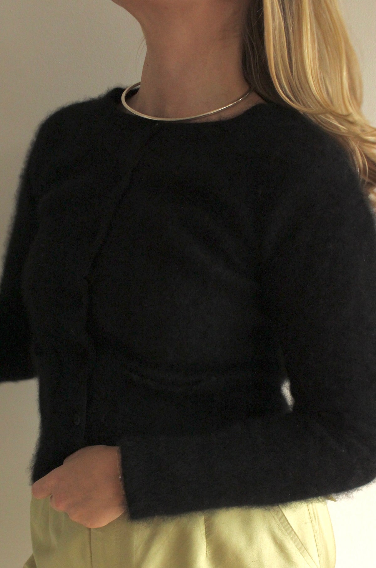 Vintage DKNY Jet Black Angora Cardigan