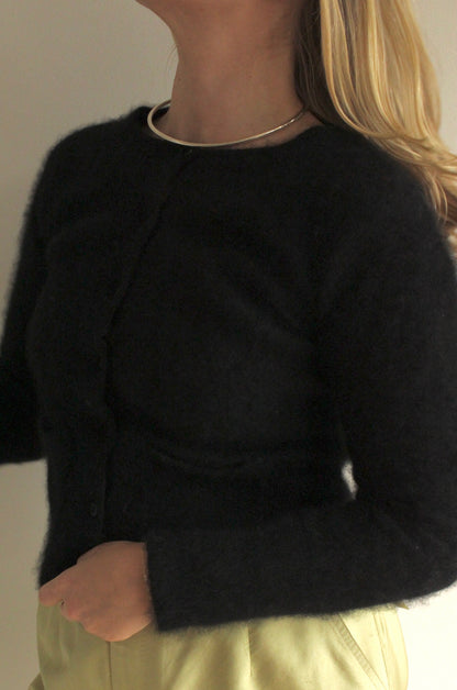 Vintage DKNY Jet Black Angora Cardigan