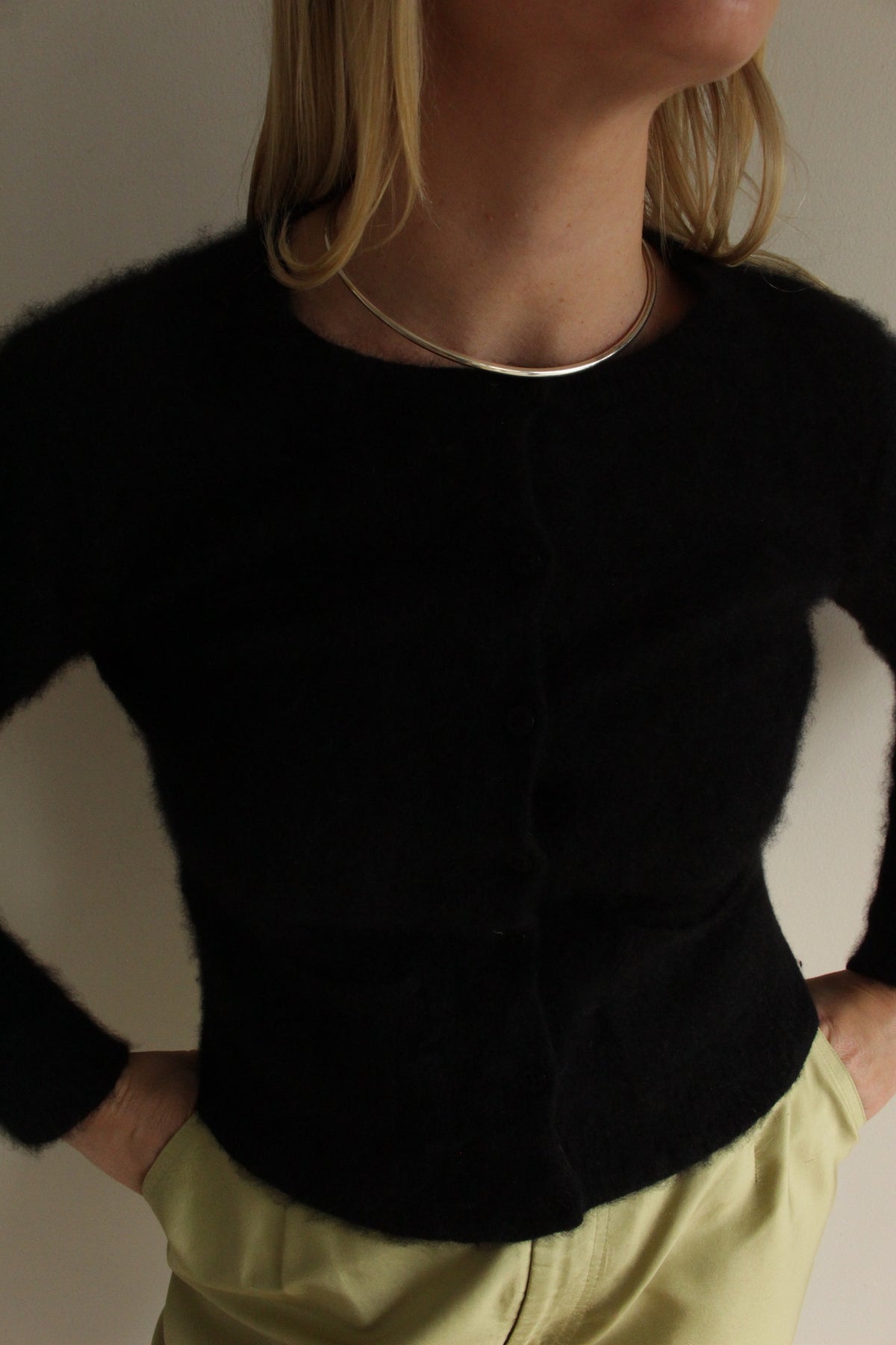 Vintage DKNY Jet Black Angora Cardigan