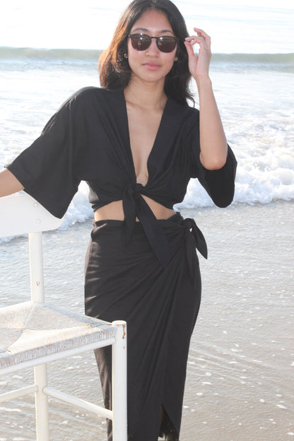 Bobbie Raw Silk Tie Top