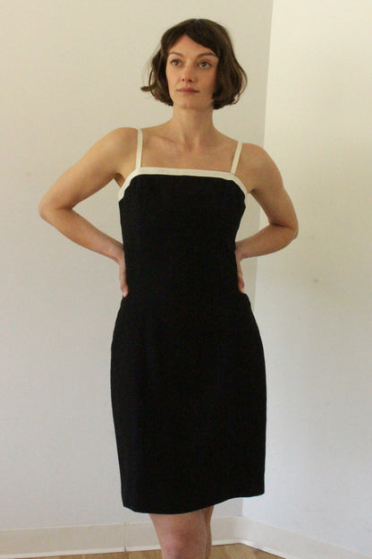 Vintage Contrast Trim Tailored Dress