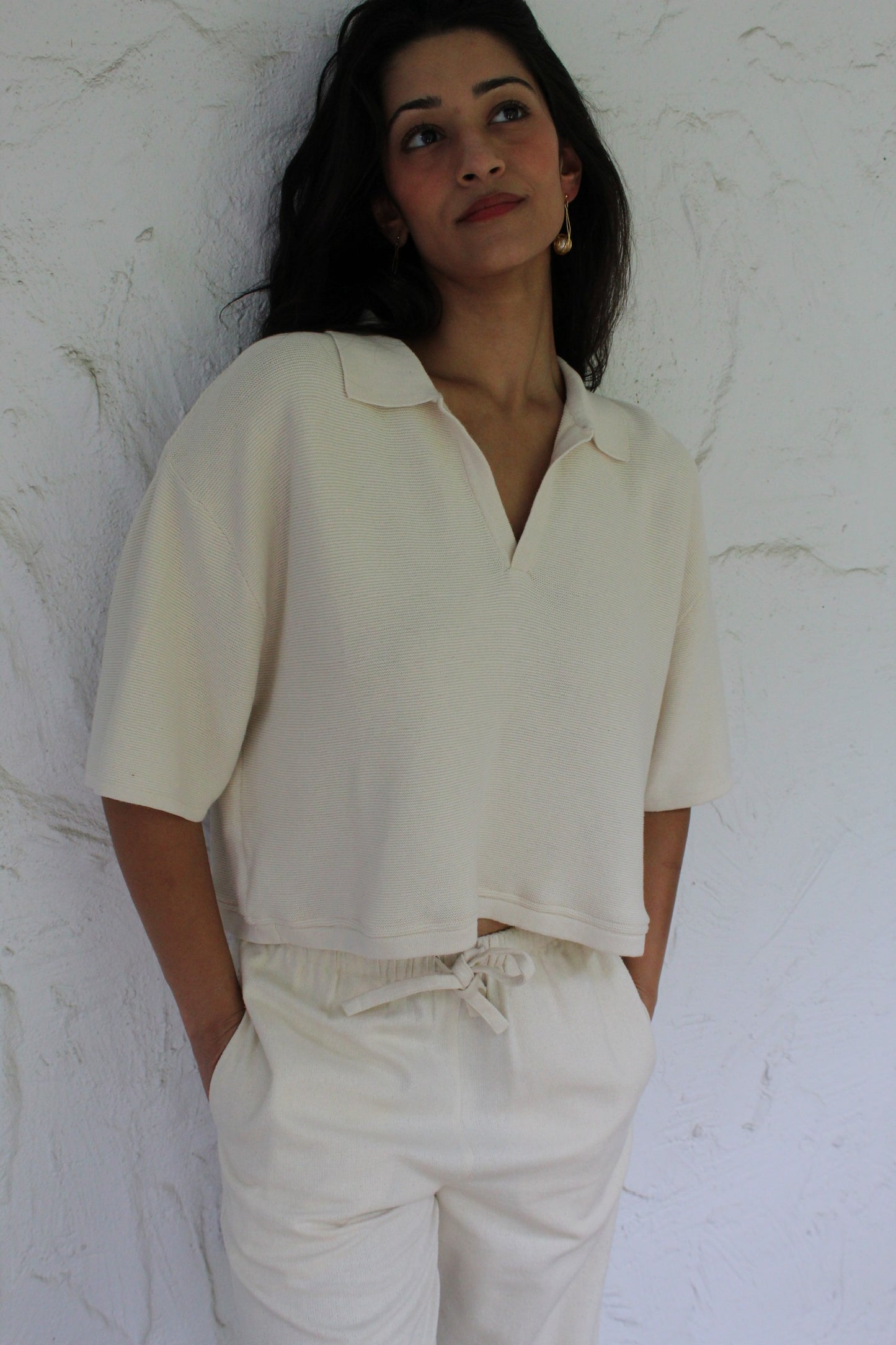 Ernie Cotton Seed Stitch Cropped Polo