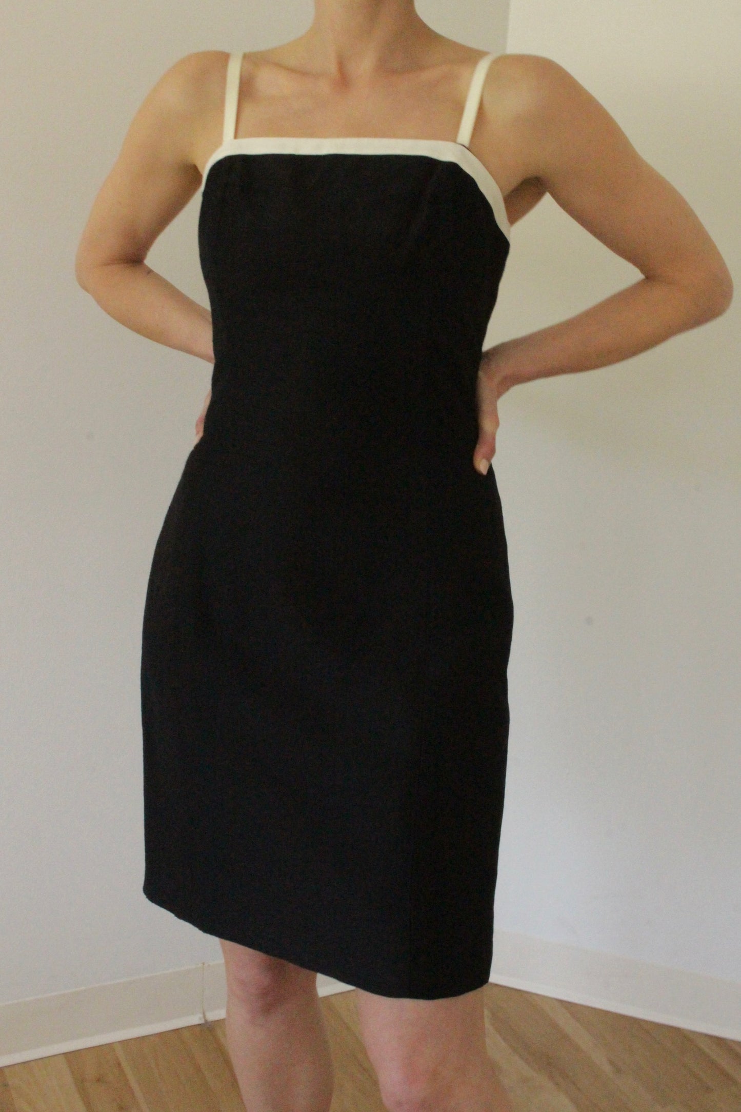Vintage Contrast Trim Tailored Dress