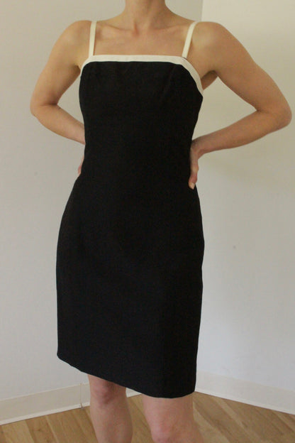 Vintage Contrast Trim Tailored Dress