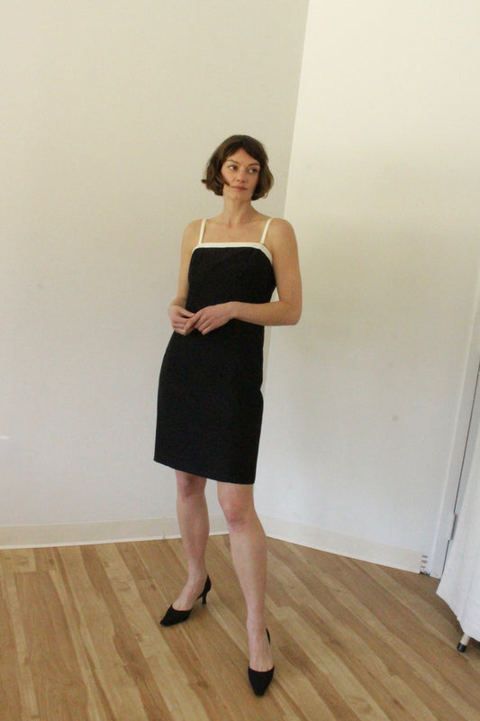 Vintage Contrast Trim Tailored Dress