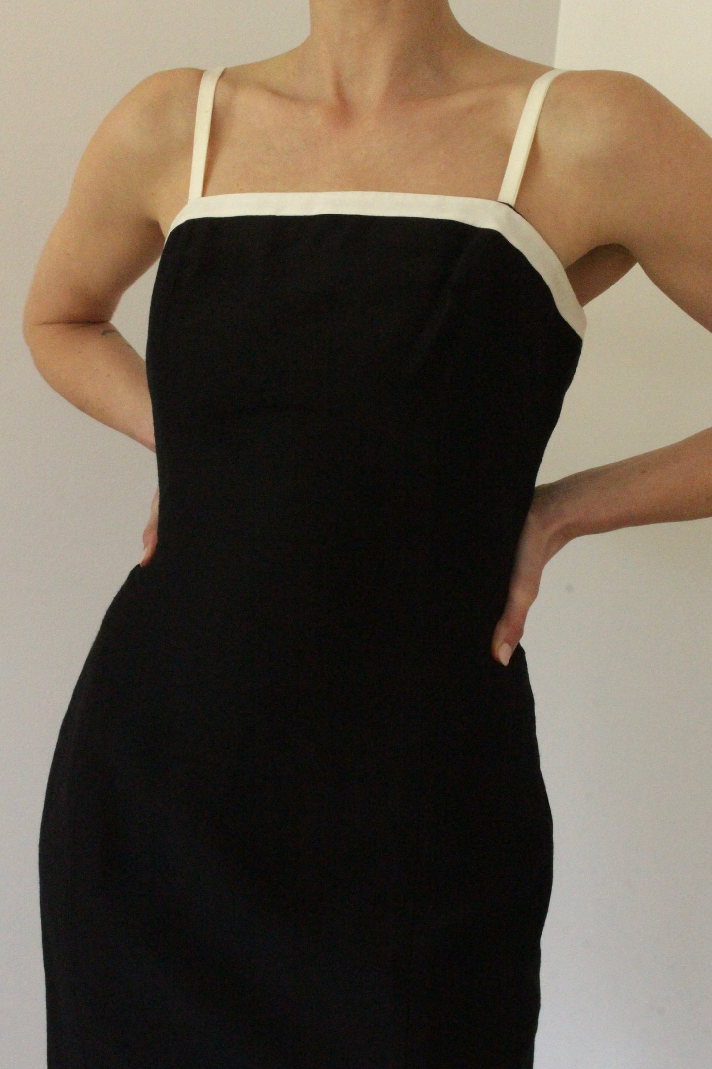 Vintage Contrast Trim Tailored Dress