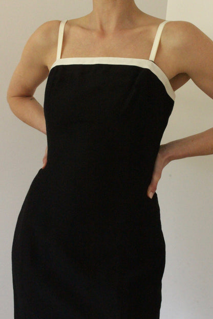 Vintage Contrast Trim Tailored Dress