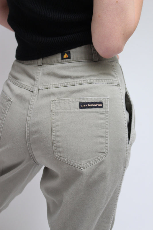 Vintage Olive Front Pleated Pant