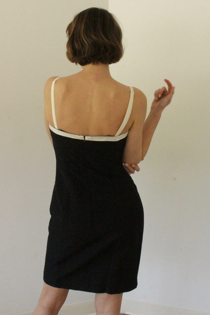 Vintage Contrast Trim Tailored Dress