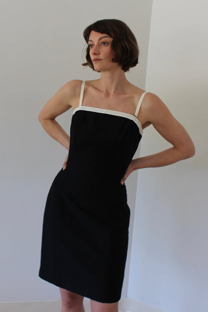 Vintage Contrast Trim Tailored Dress