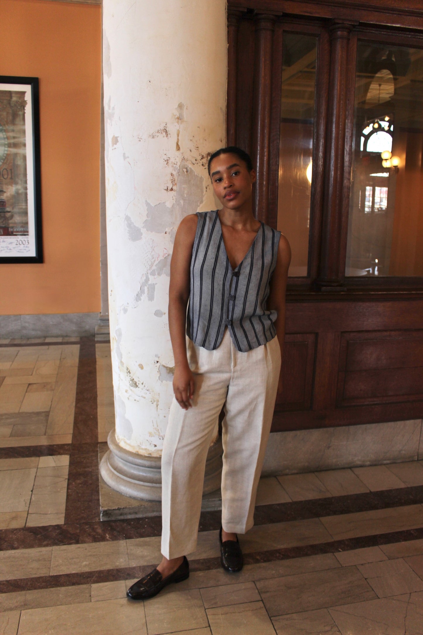 Vintage Woven Linen Trousers