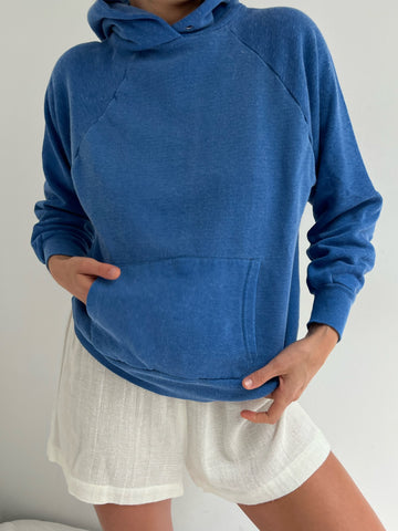 Vintage Petite Wave Blue Hooded Sweatshirt