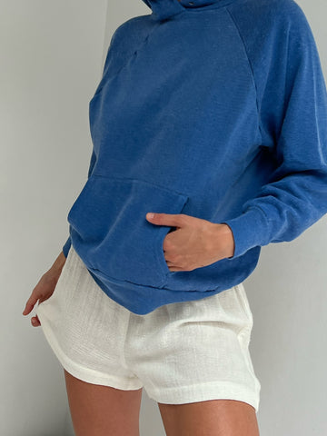Vintage Petite Wave Blue Hooded Sweatshirt