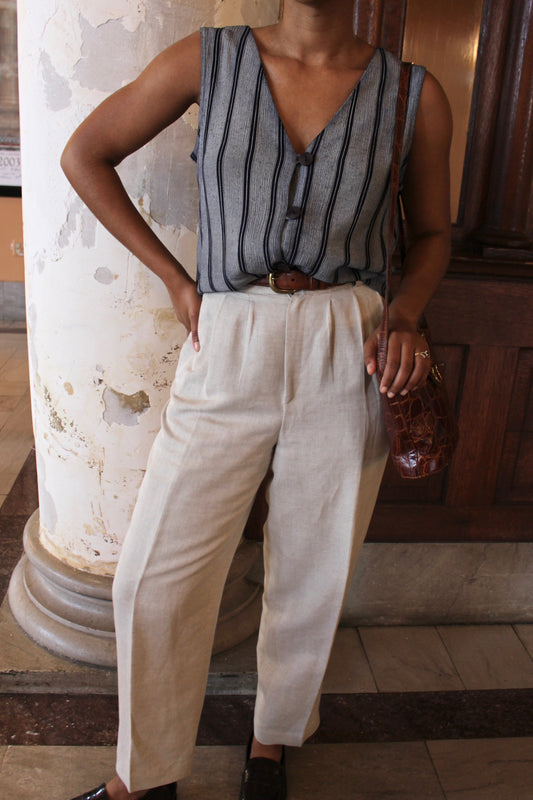 Vintage Woven Linen Trousers