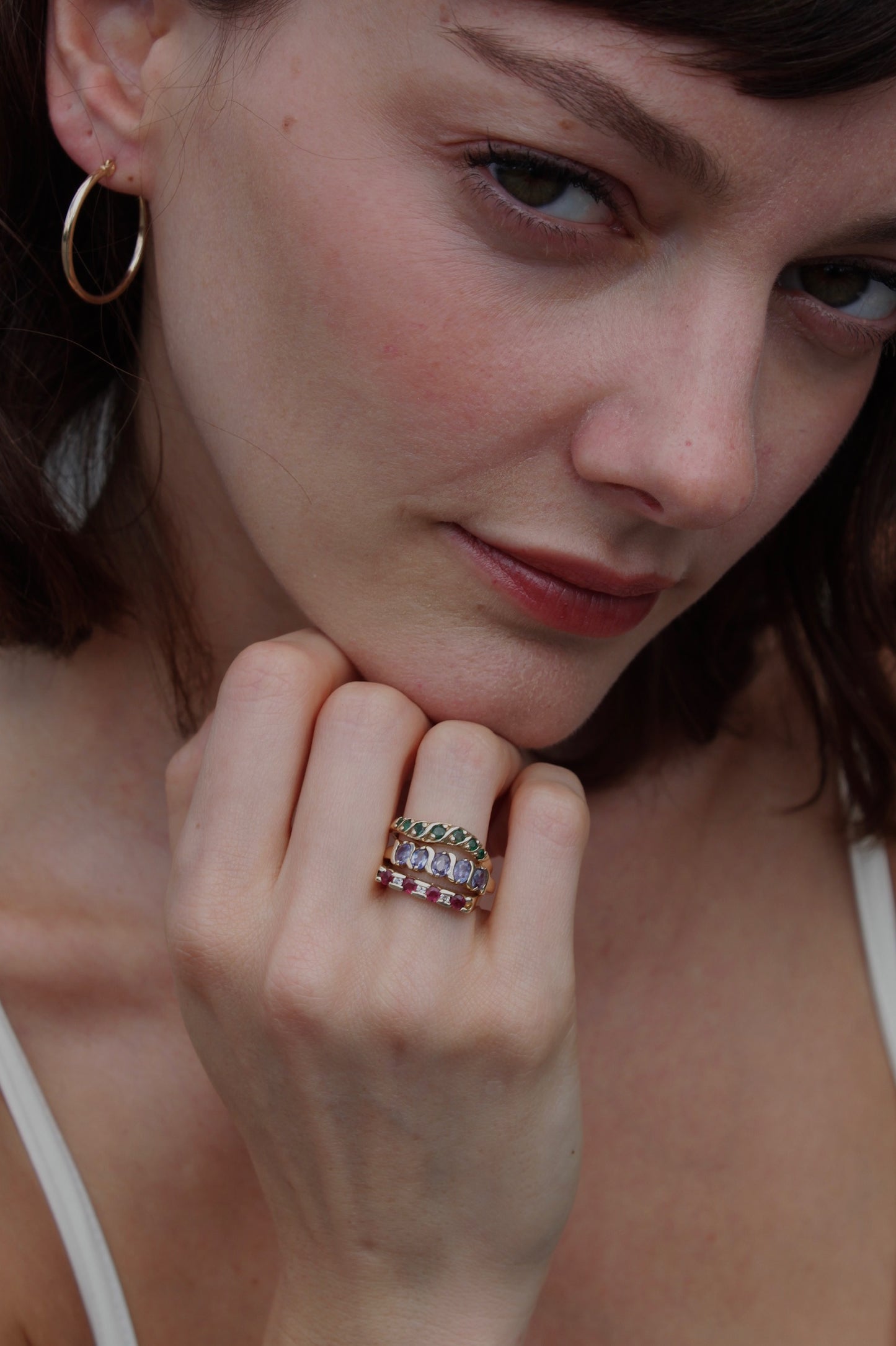 Incredible Vintage 10K Gold Emerald Wave Ring