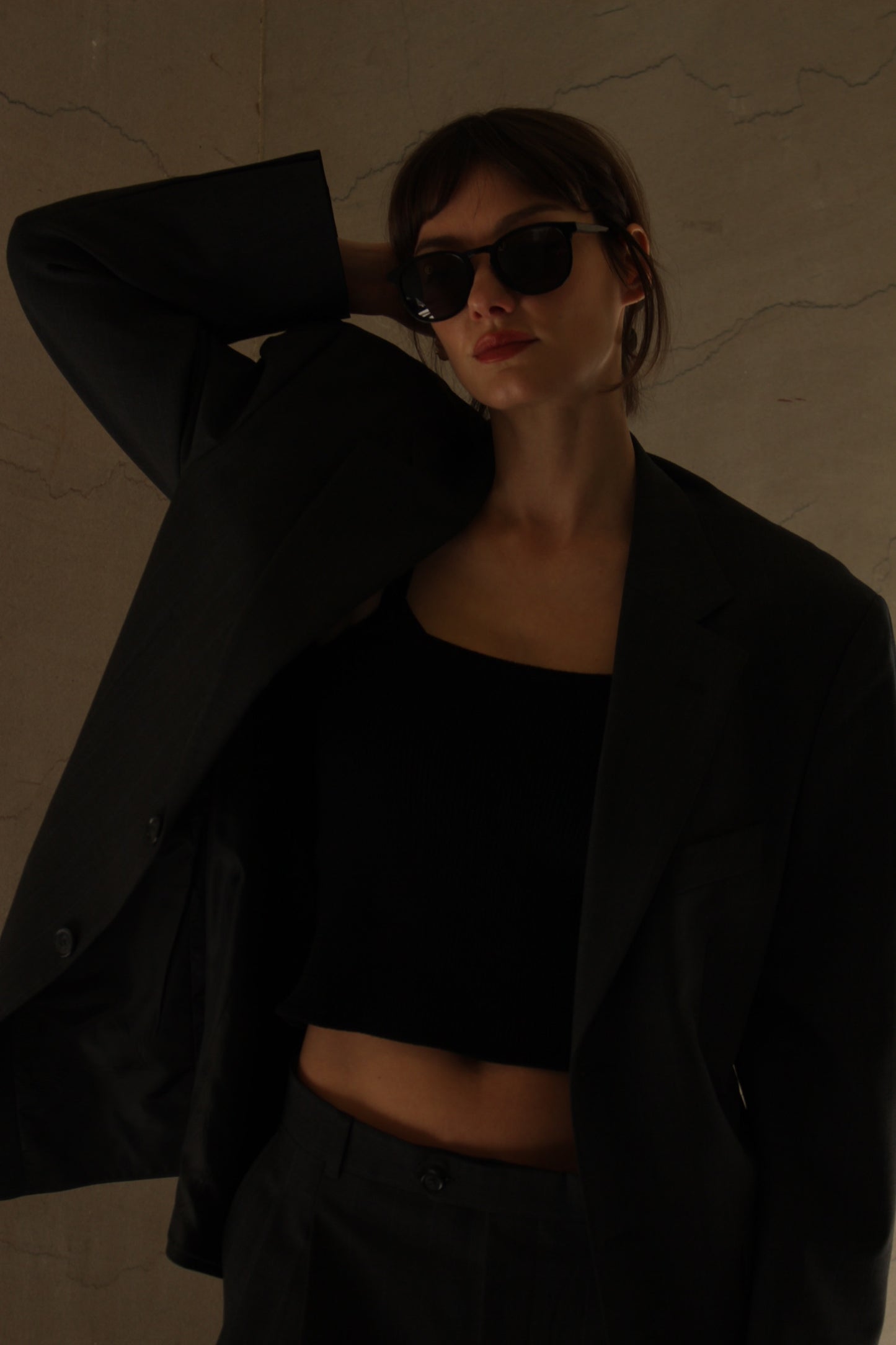 Vintage Charcoal Pinstriped Pant Suit