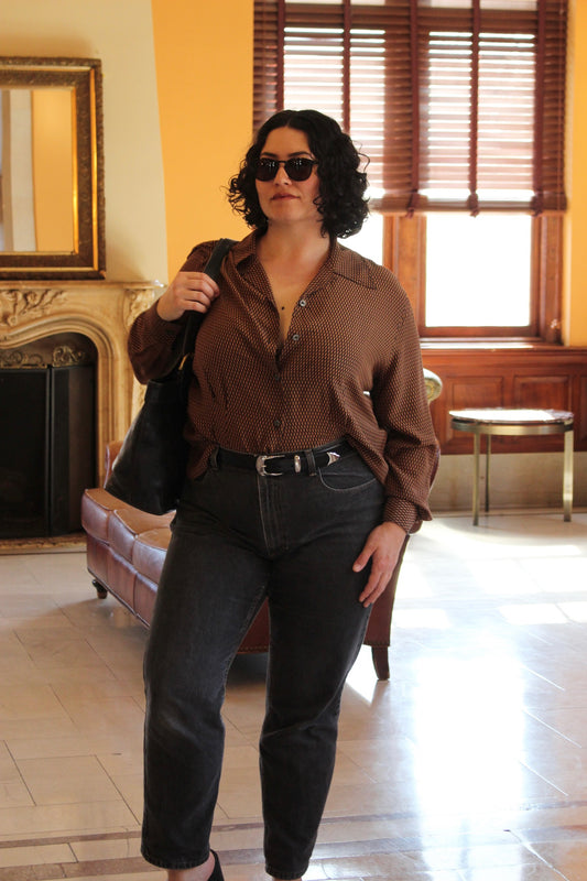 Vintage Printed Silk Blouse