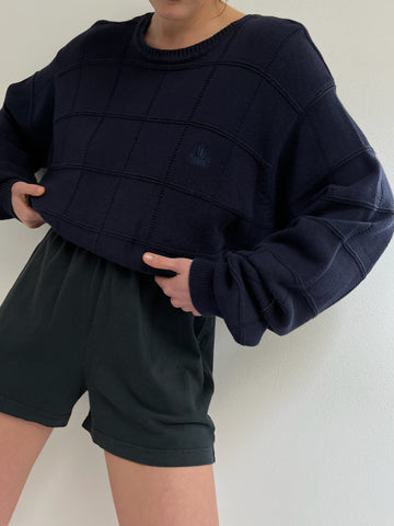 90s Navy Windowpane Sweater