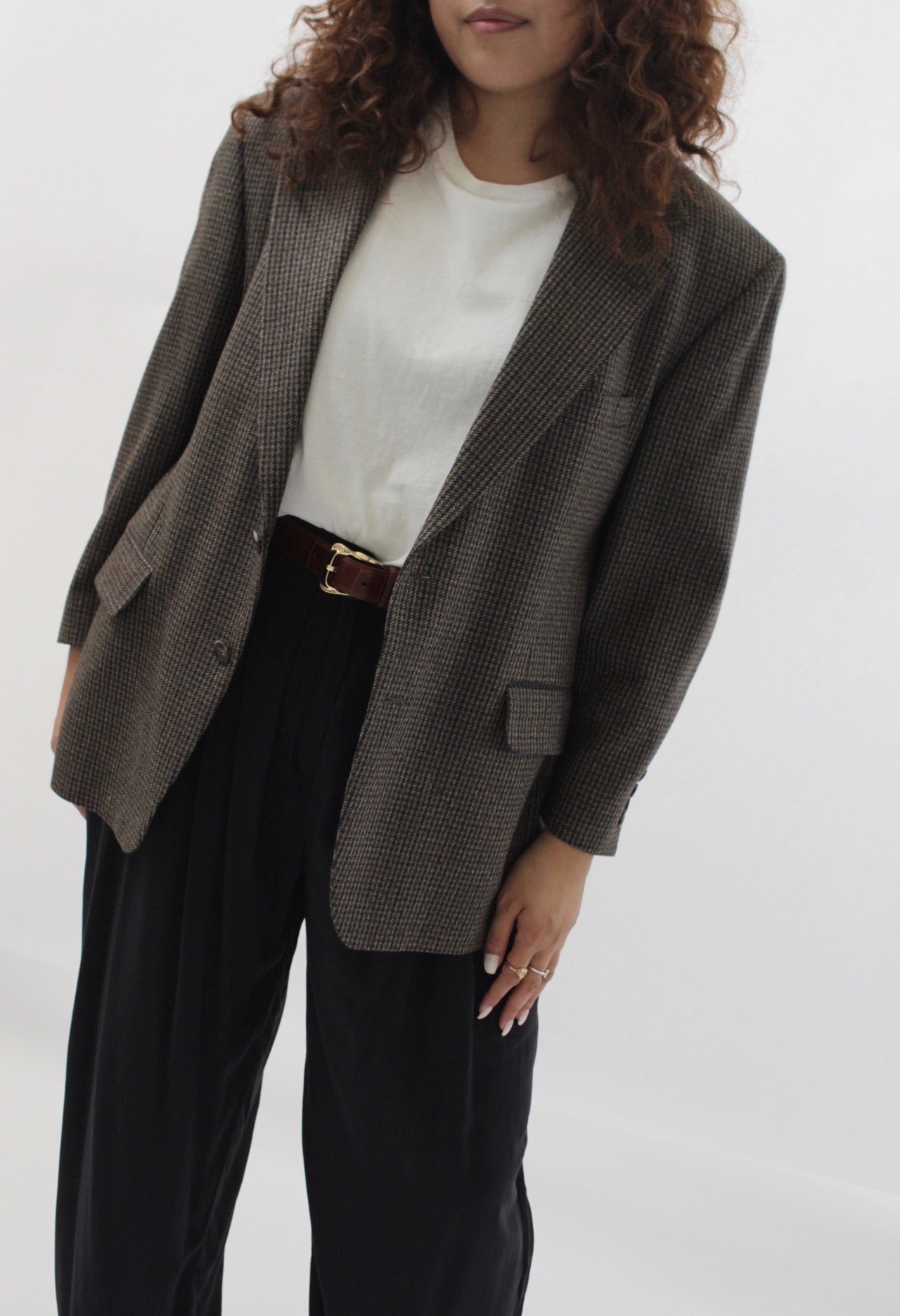 Classic Vintage Woven Wool Blazer