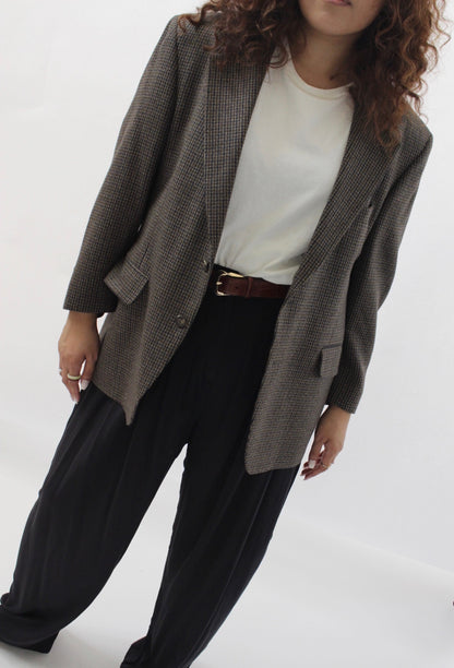 Classic Vintage Woven Wool Blazer