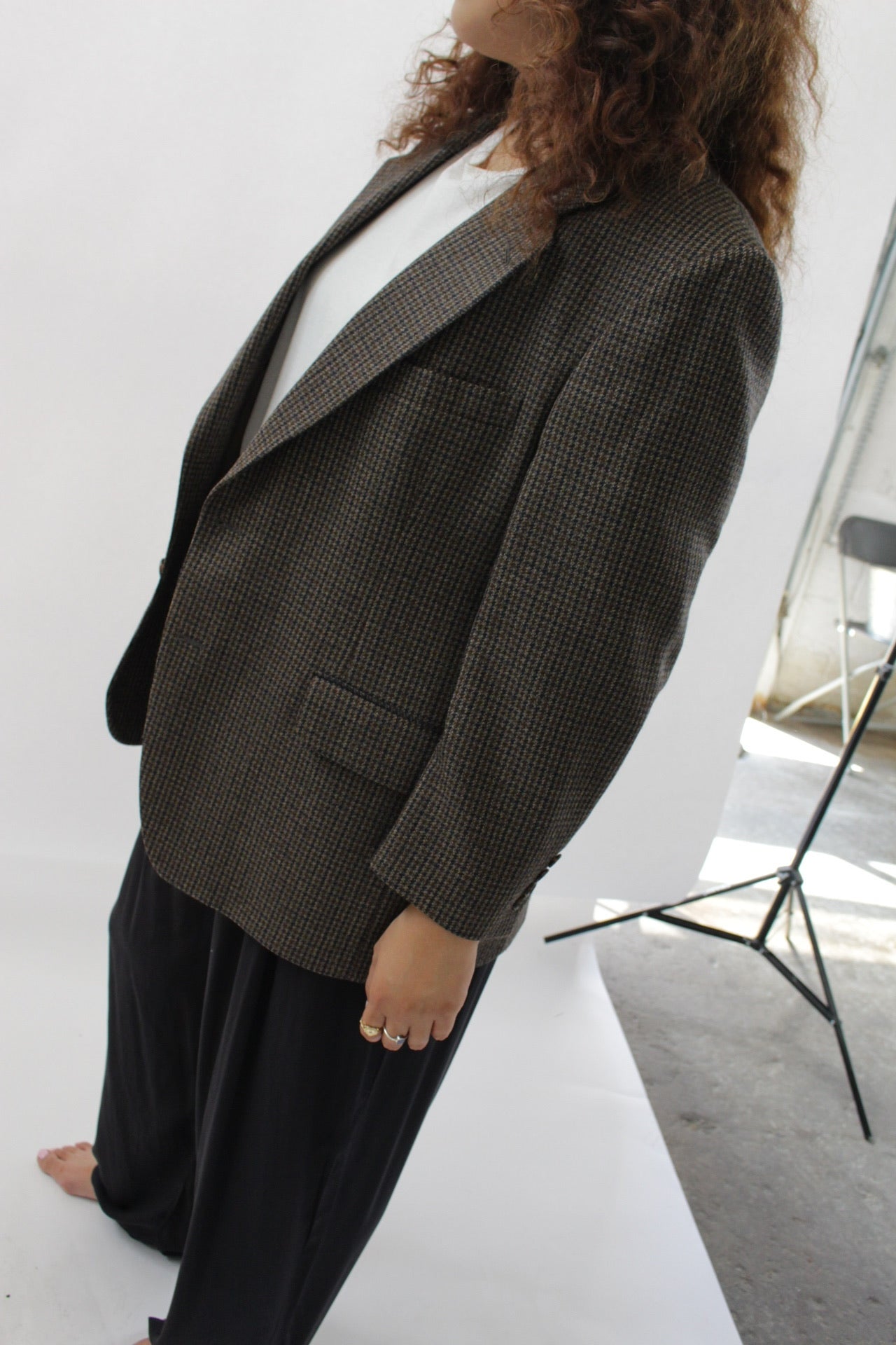 Classic Vintage Woven Wool Blazer