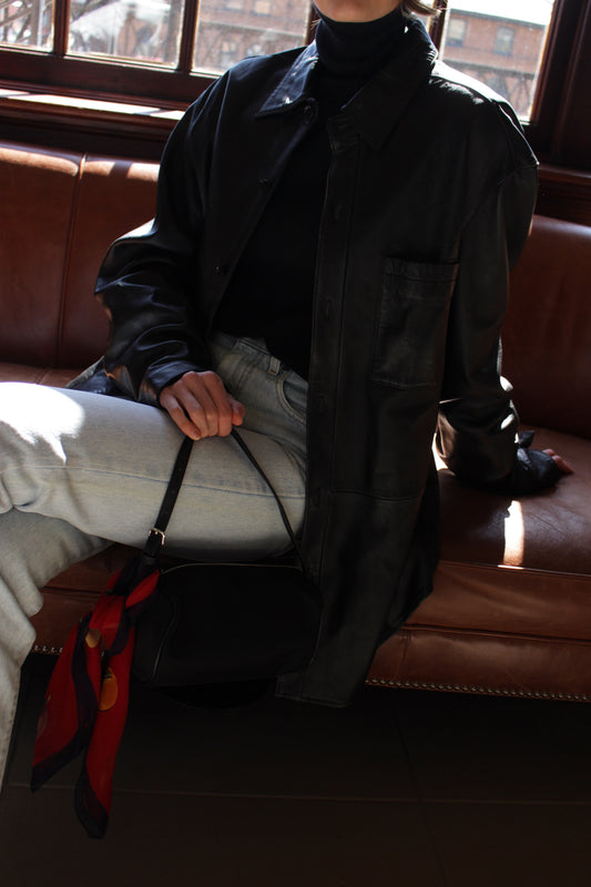 Favorite Vintage Ink Black Leather Button Down