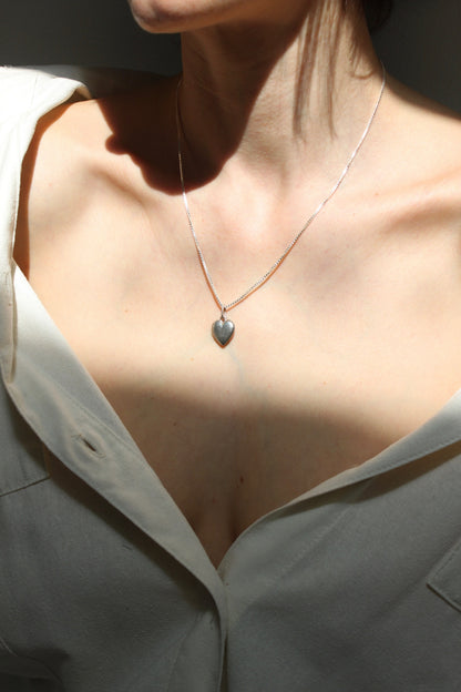 Vintage Sterling Silver Petite Heart Pendant Necklace
