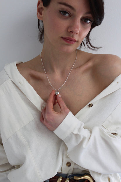 Vintage Sterling Silver Petite Heart Pendant Necklace