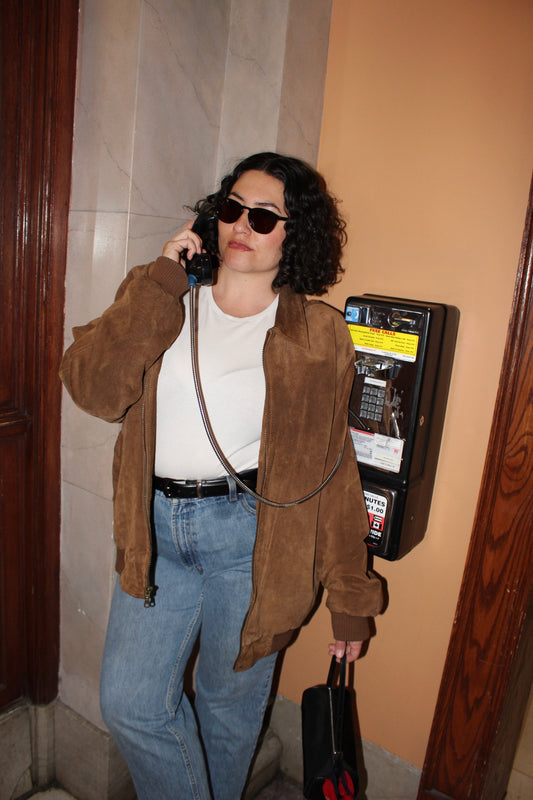 Vintage Tobacco Suede Bomber