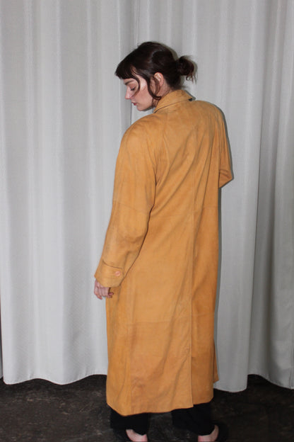 Amazing 90s Camel Suede Long Coat