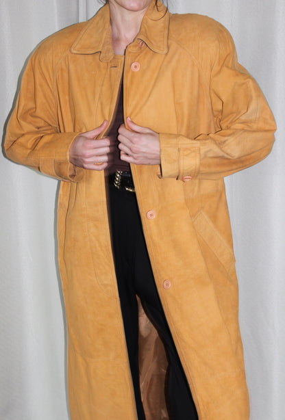 Amazing 90s Camel Suede Long Coat