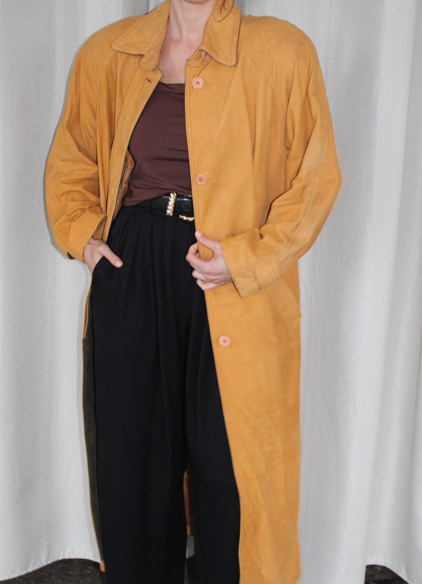 Amazing 90s Camel Suede Long Coat