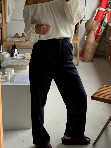 Vintage Navy Wool Trousers