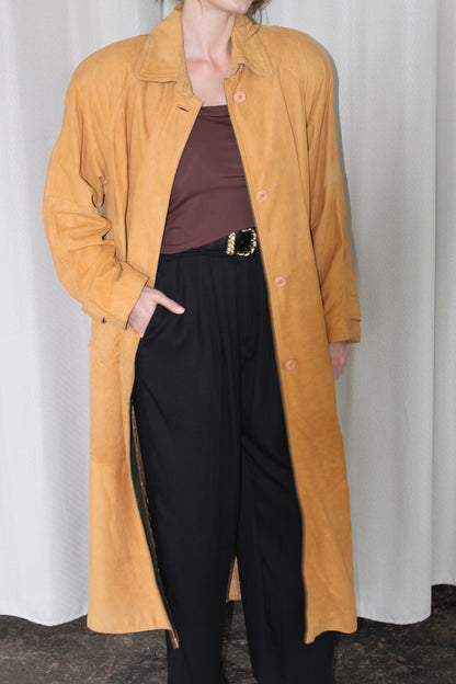 Amazing 90s Camel Suede Long Coat