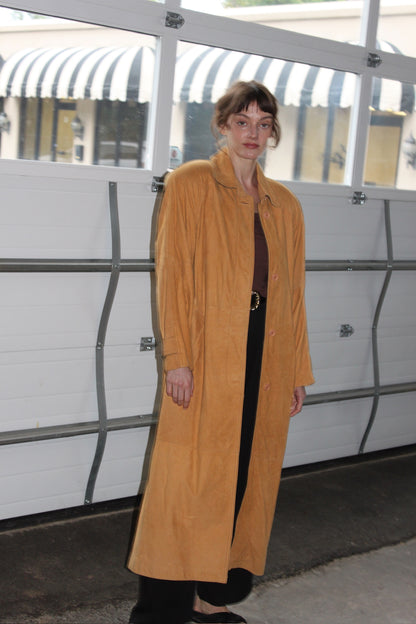 Amazing 90s Camel Suede Long Coat