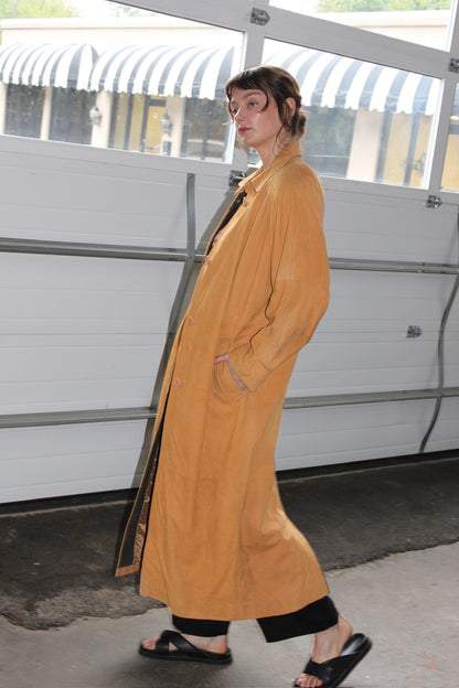 Amazing 90s Camel Suede Long Coat