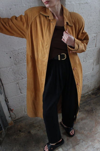 Amazing 90s Camel Suede Long Coat