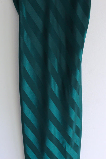 Striking 90s Emerald Satin Striped Slip Dress