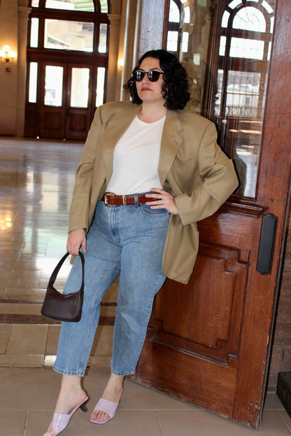 Vintage Latte Woven Silk & Wool Blazer