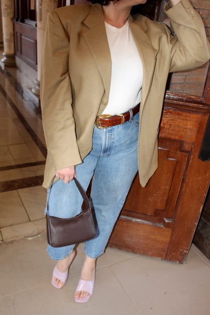 Vintage Latte Woven Silk & Wool Blazer