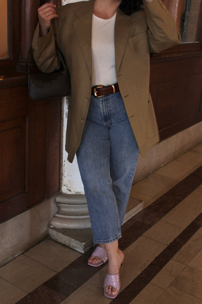 Vintage Latte Woven Silk & Wool Blazer