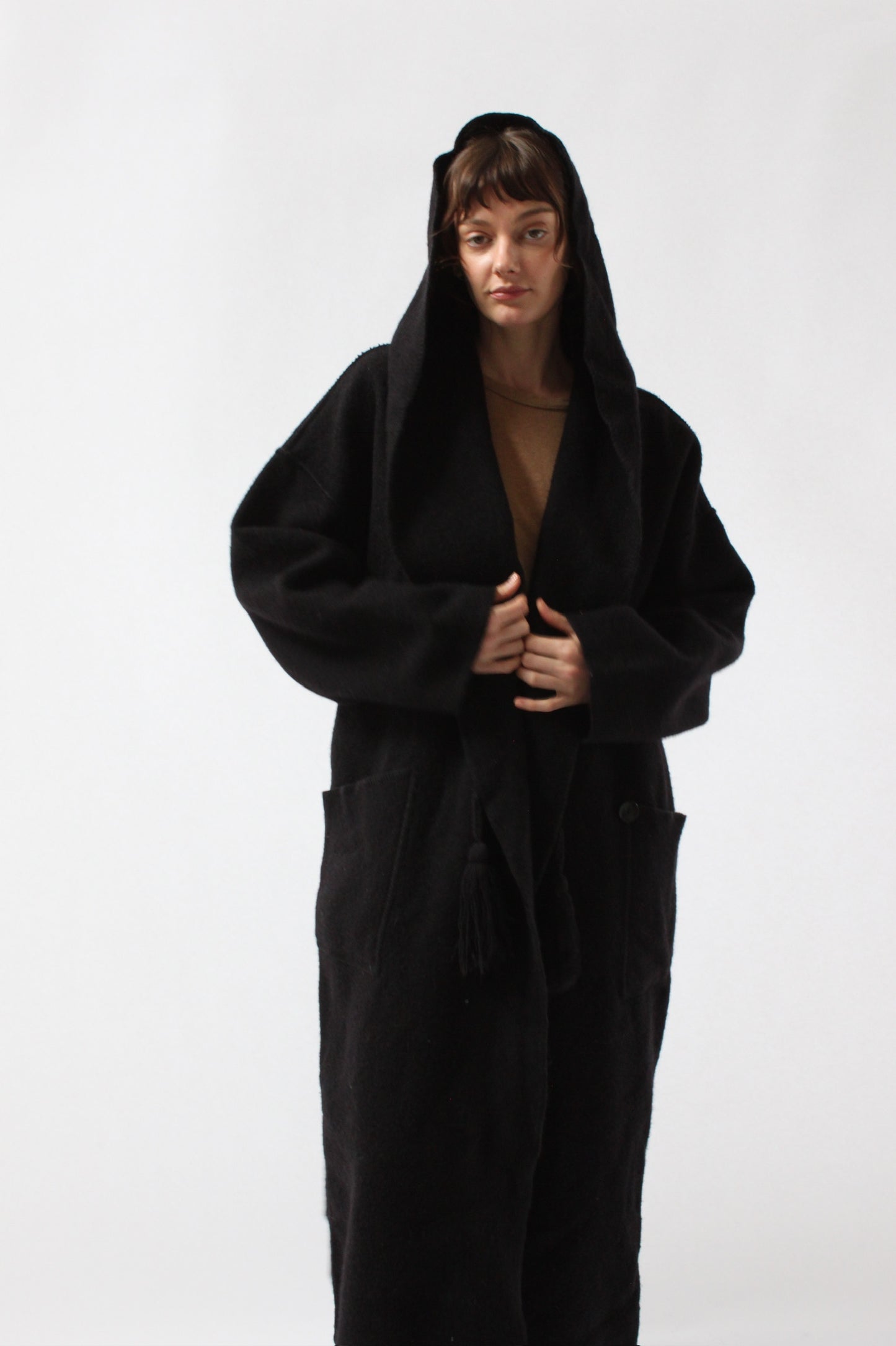 Incredible Vintage Felted Wool Hooded Coat