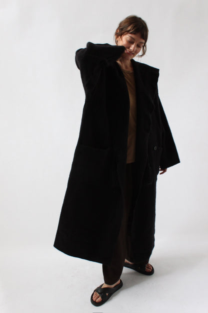 Incredible Vintage Felted Wool Hooded Coat