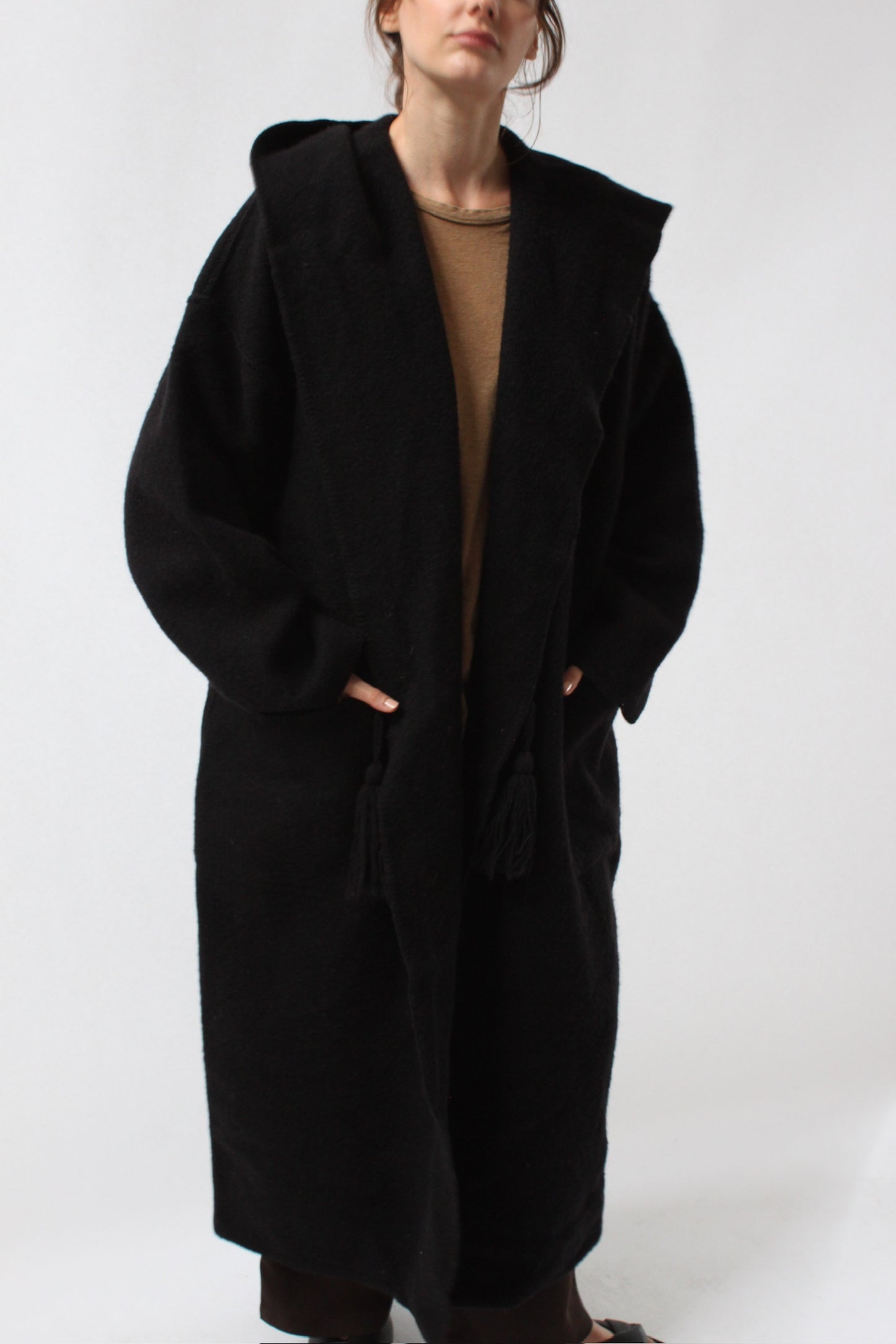 Incredible Vintage Felted Wool Hooded Coat