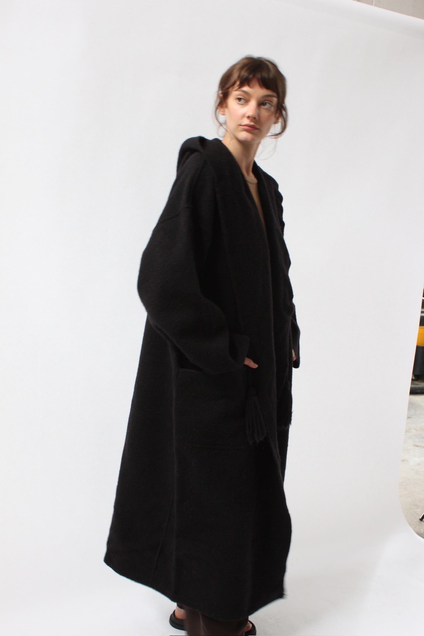 Incredible Vintage Felted Wool Hooded Coat