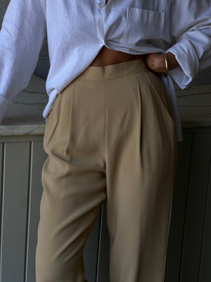 Vintage Ochre Pleated Trousers